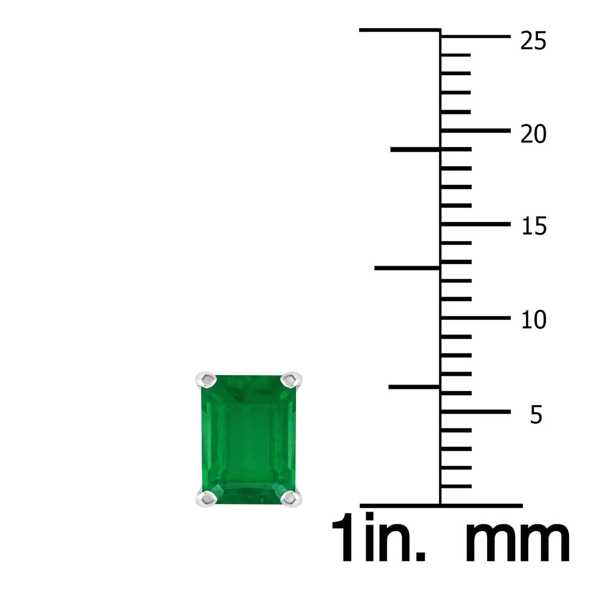 14K White Gold 6X4Mm Emerald Shaped Emerald Earrings