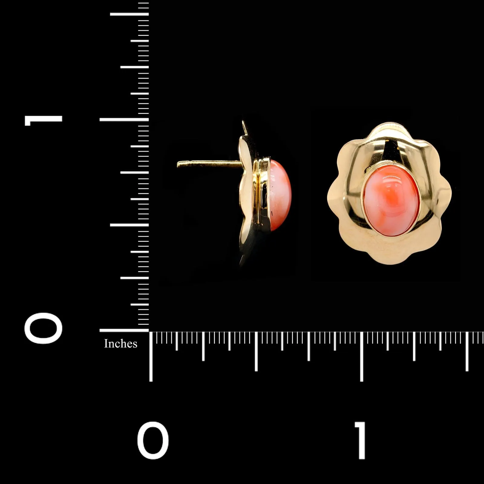 18K Yellow Gold Estate Coral Earrings