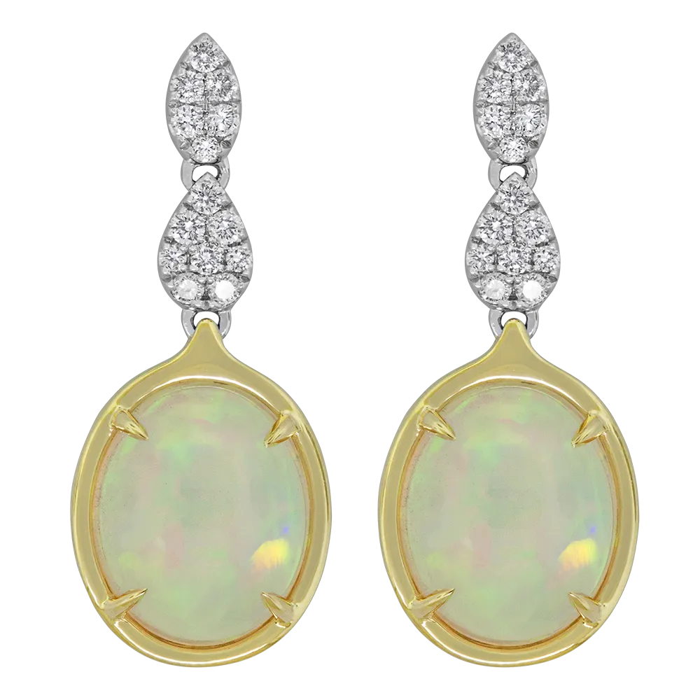 .27 CT DIAMOND 4.50 CT OPAL EARRING