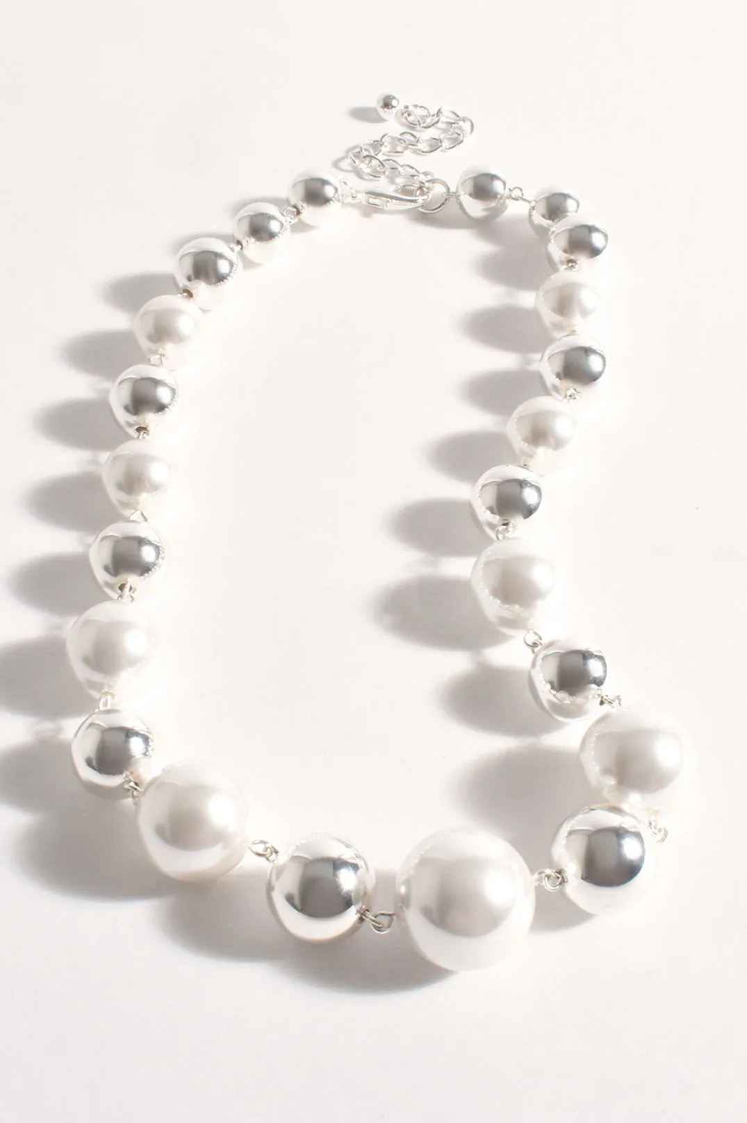 Adorne Faux Pearl Metal Ball Necklace - Available in 2 Colours