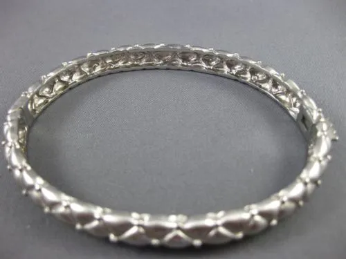 ANTIQUE .25CT DIAMOND 14KT WHITE GOLD 3D FILIGREE SNAKE BANGLE BRACELET #10852