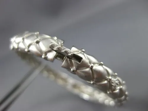 ANTIQUE .25CT DIAMOND 14KT WHITE GOLD 3D FILIGREE SNAKE BANGLE BRACELET #10852