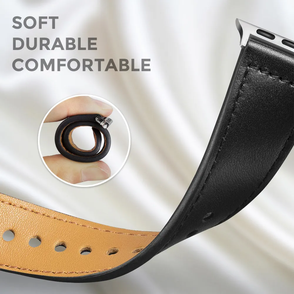 Apple Watch 41mm / 40mm / 38mm | Leather Watch Band Strap | Black