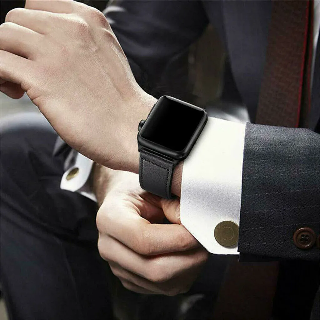 Apple Watch 41mm / 40mm / 38mm | Leather Watch Band Strap | Black