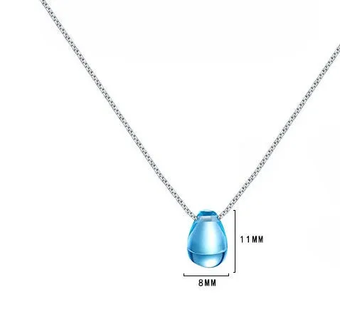 Blue Tear Drop Teardrop Necklace - Dainty Simple Minimalist Pendant Necklace - Gift for Wife - Gift for Girlfriend - Water Stone Necklace