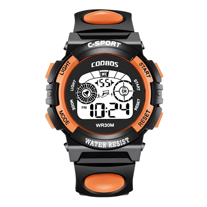 Children's Watch Seven Colors Noctilucent Waterproof Multifunctional Electronic Watch for kids