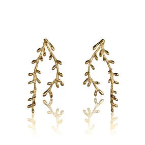 Coral Drop Gold Statement Earrings