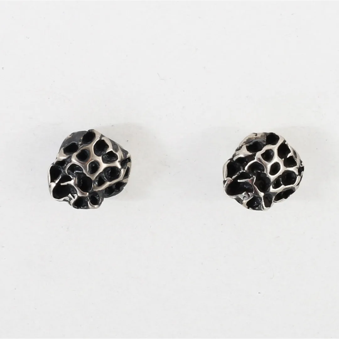 Coral - stud earrings - silver 925 - black oxidation