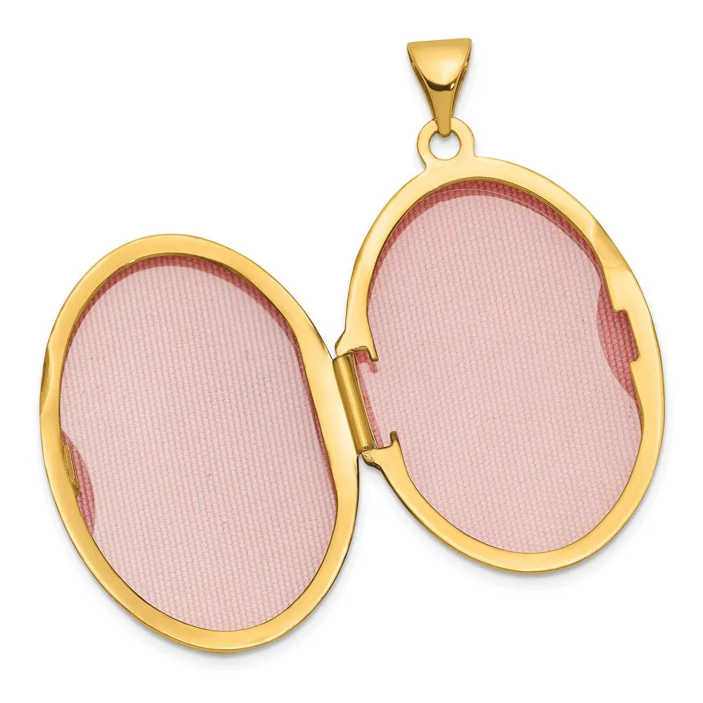 Gold Extra Large Scroll Oval Locket Pendant - Model XL226