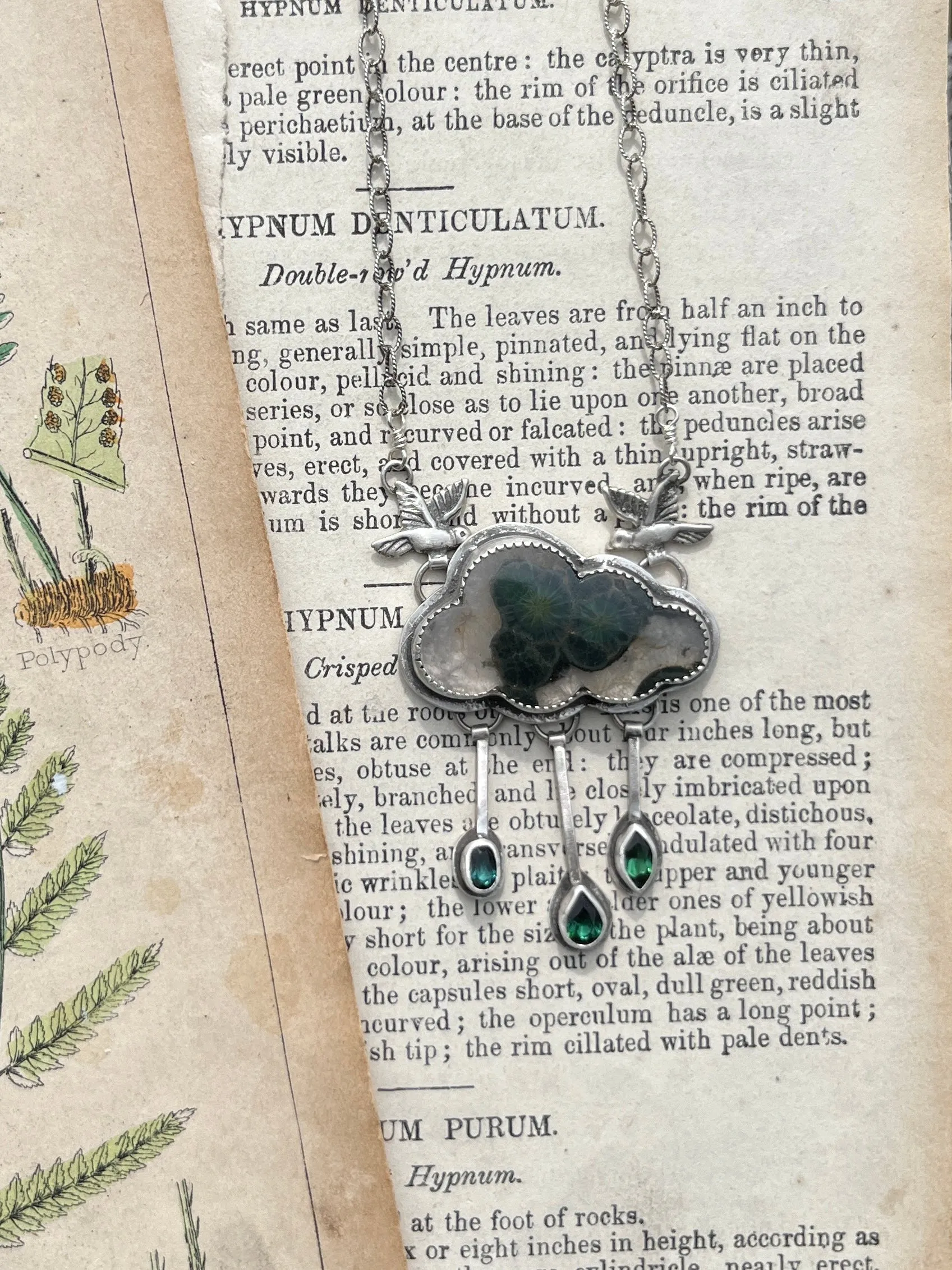 Green Cloud Necklace with Tourmaline Raindrops