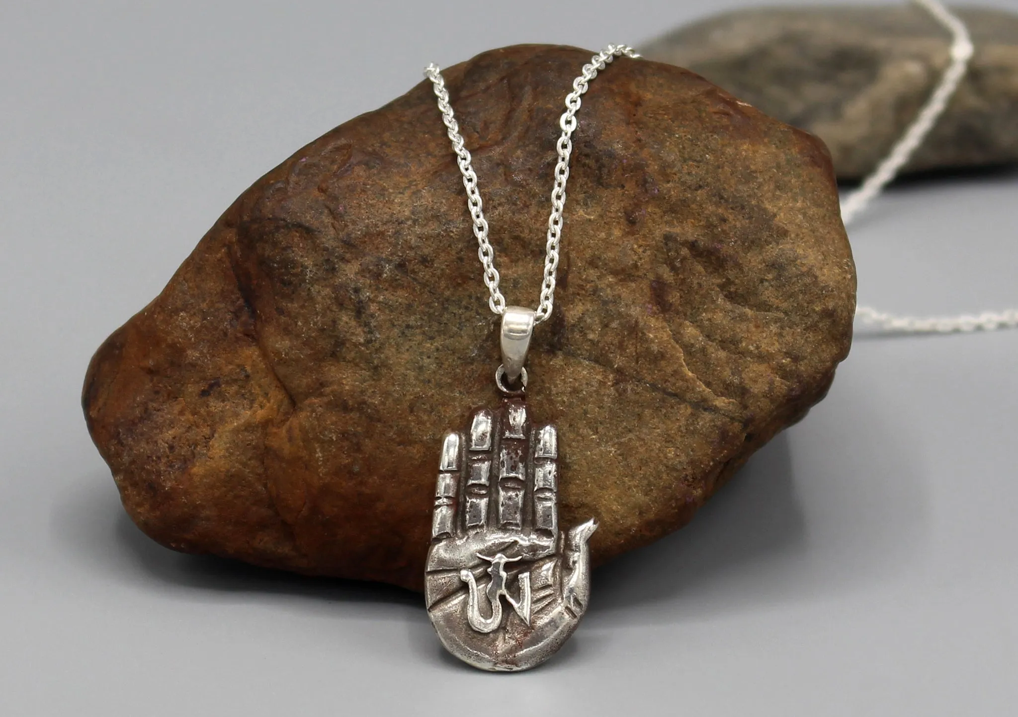 Hamsa, Hand of Fatima Sterling Silver Pendant