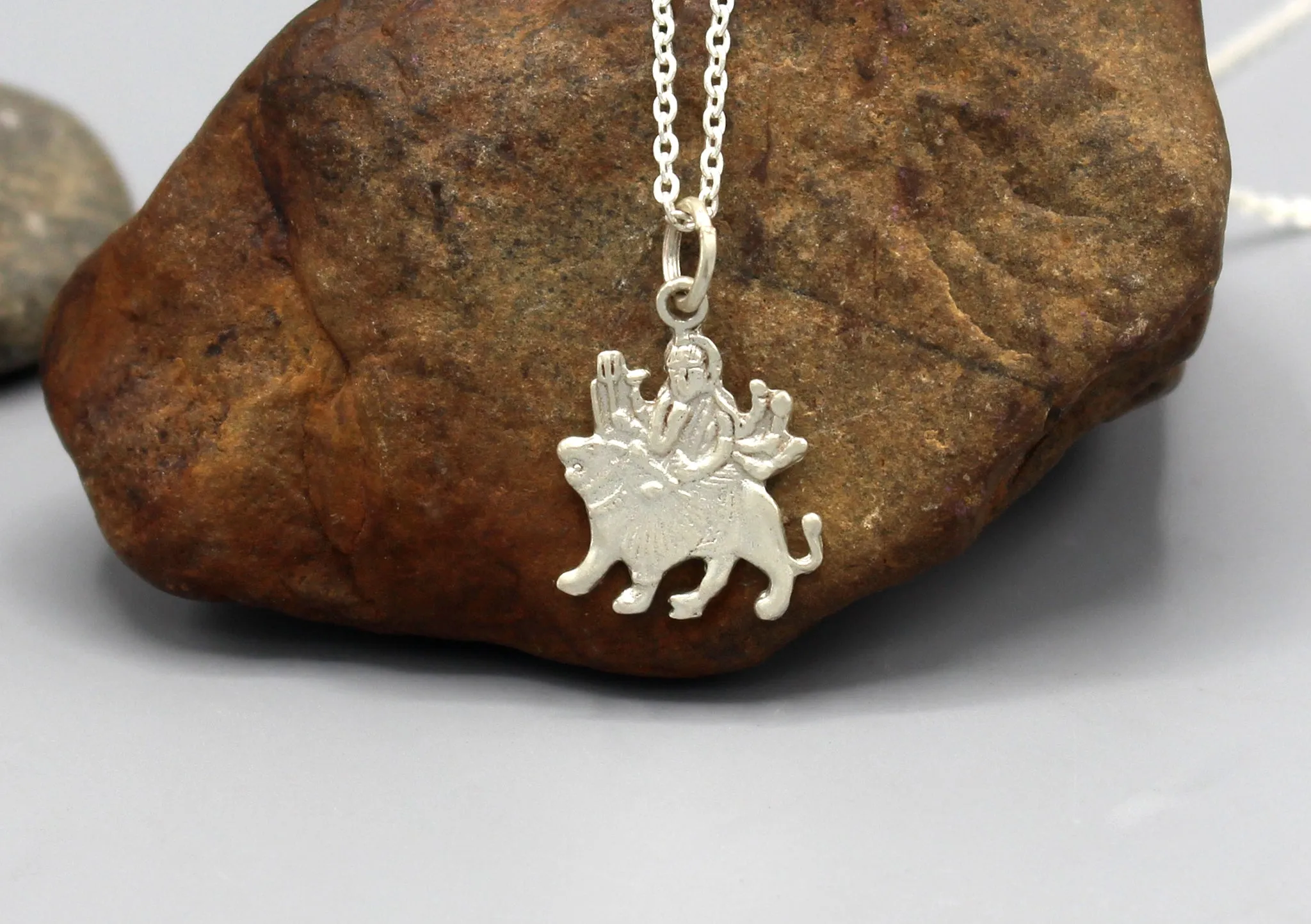 Hindu Goddess Durga Sterling Silver Pendant