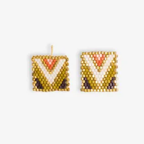 Kallie Chevron Rectangle Post Beaded Earrings Jaipur