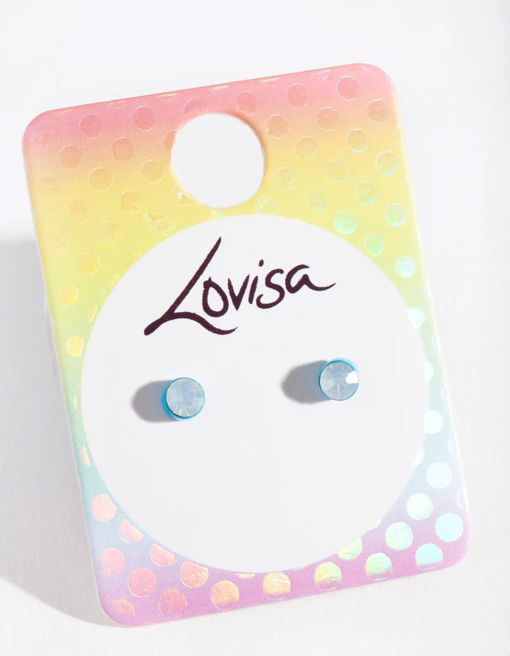 Kids Aqua Round 4mm Synthetic Opal Stud Earrings