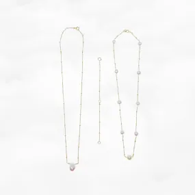 Layered Duo Pearl Necklaces with Extension
