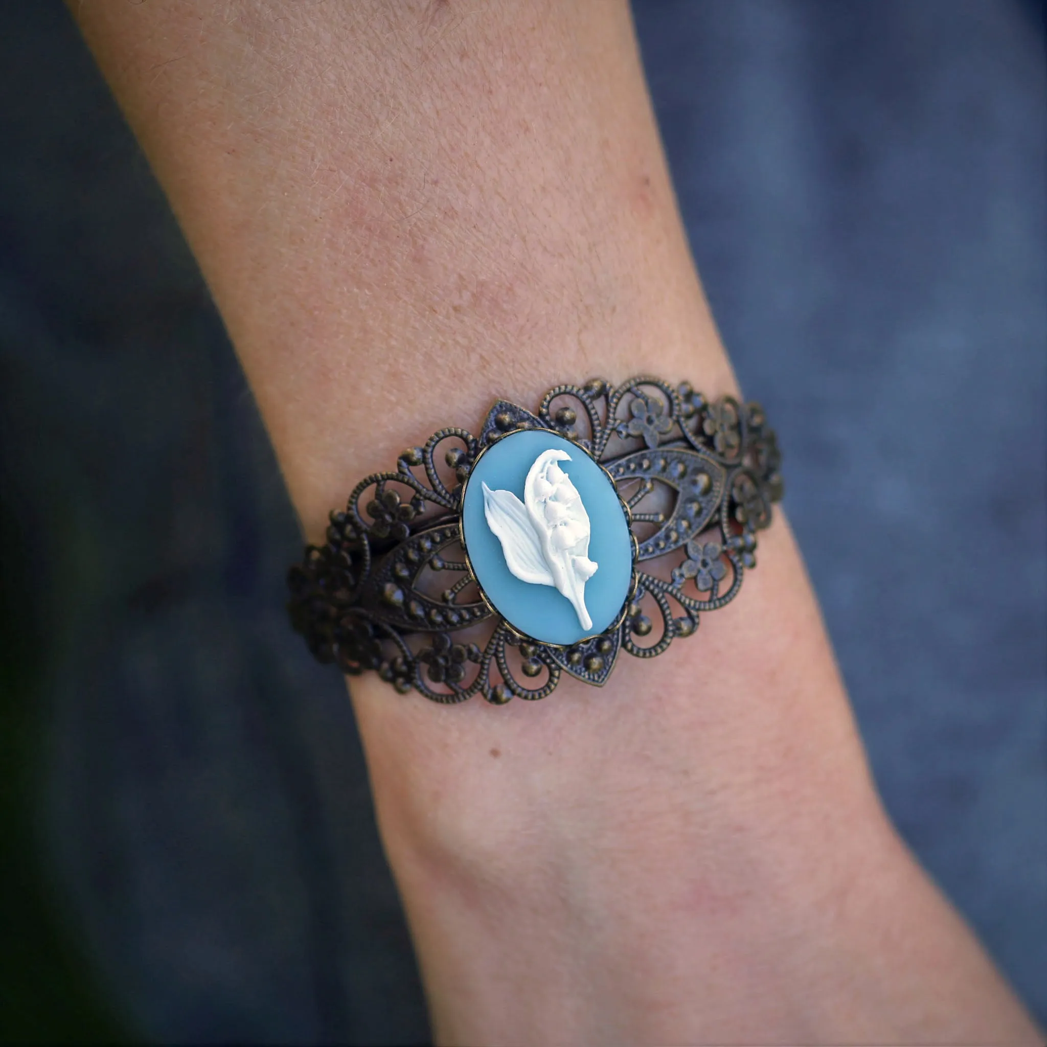 Lily of the Valley Cuff Bracelet in Vintage Style