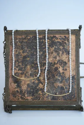 line bar glass pearl long necklece (2way)
