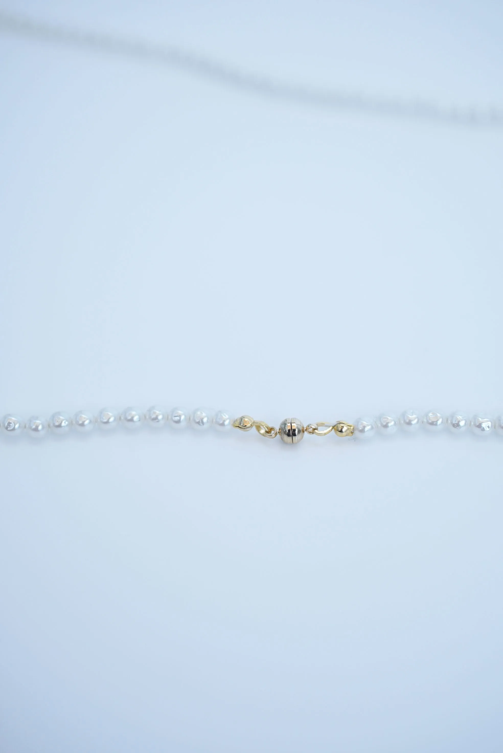 line bar glass pearl long necklece (2way)