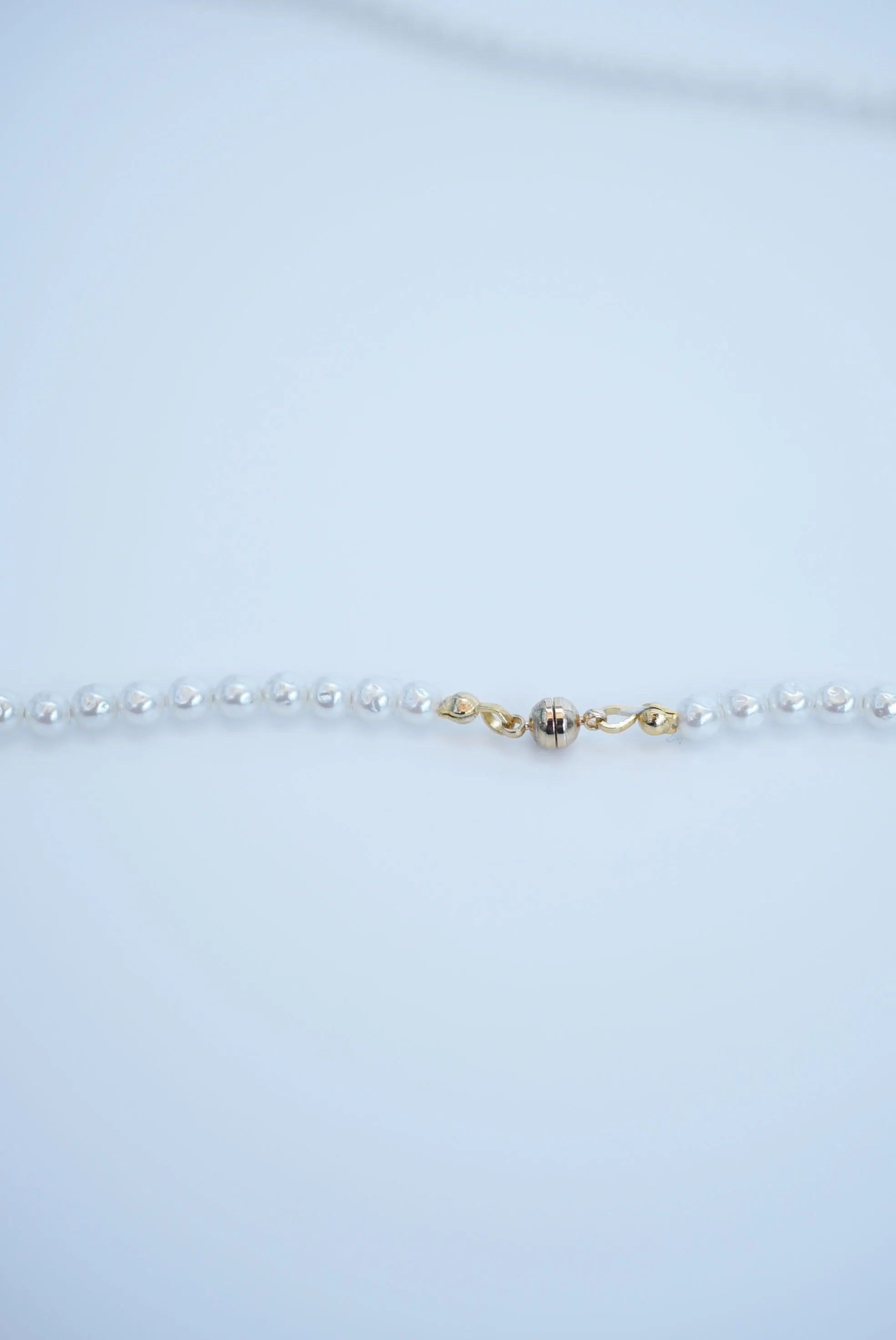 line bar glass pearl long necklece (2way)