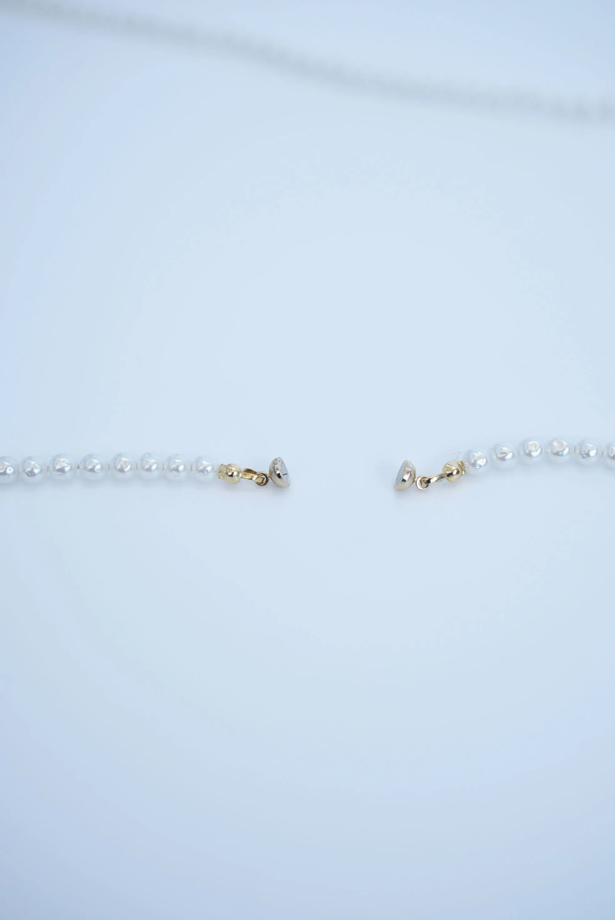 line bar glass pearl long necklece (2way)