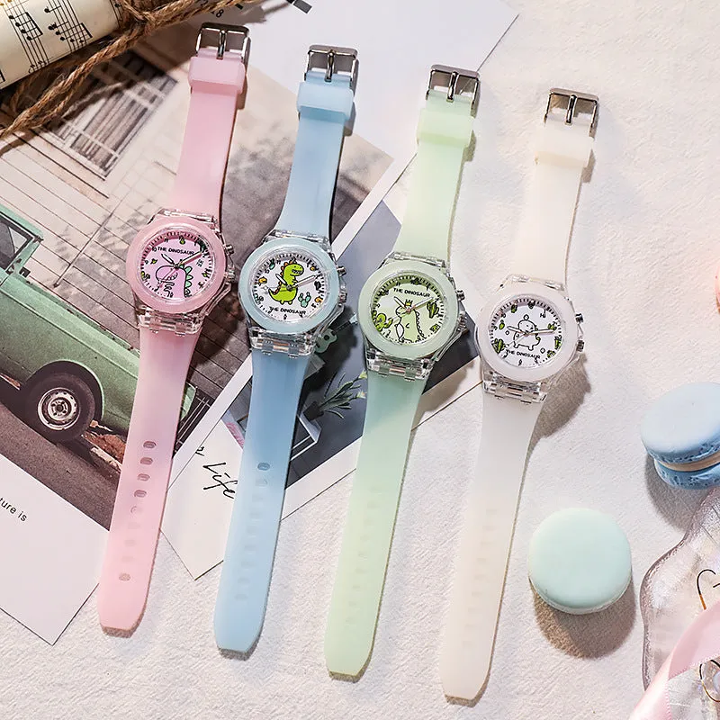 Little Dinosaur Children's Watch Luminous Colorful Led Silicone Student Watch Electronic Watch