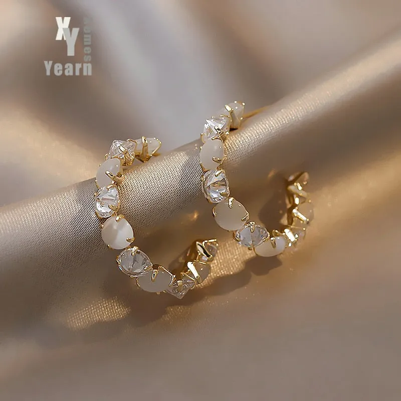 Luxury Opal Hoop Earrings