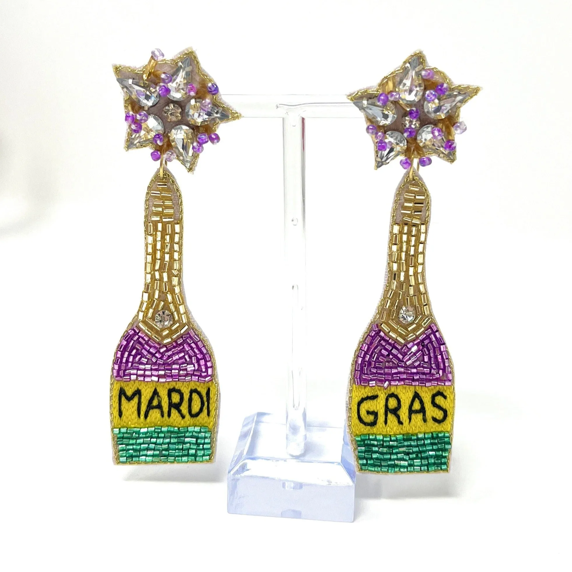 Mardi Gras Beaded Earrings