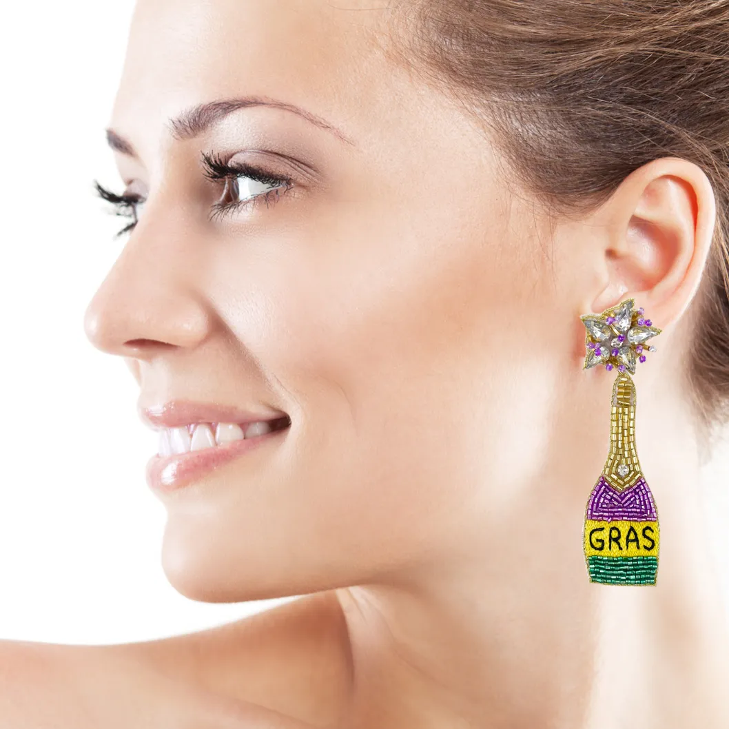 Mardi Gras Beaded Earrings