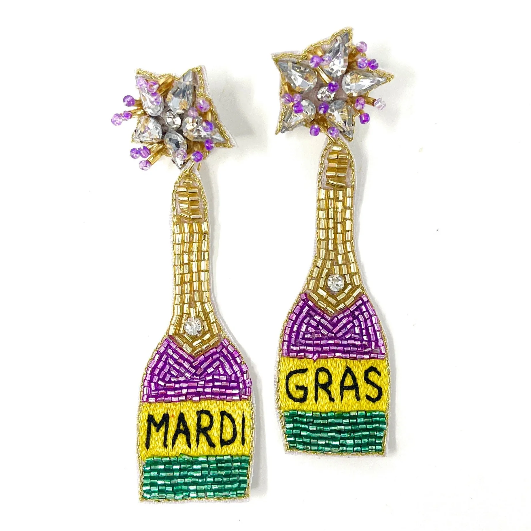 Mardi Gras Beaded Earrings