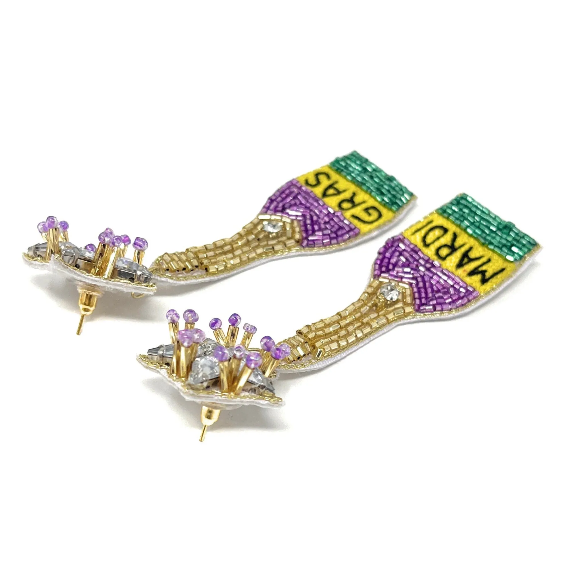 Mardi Gras Beaded Earrings