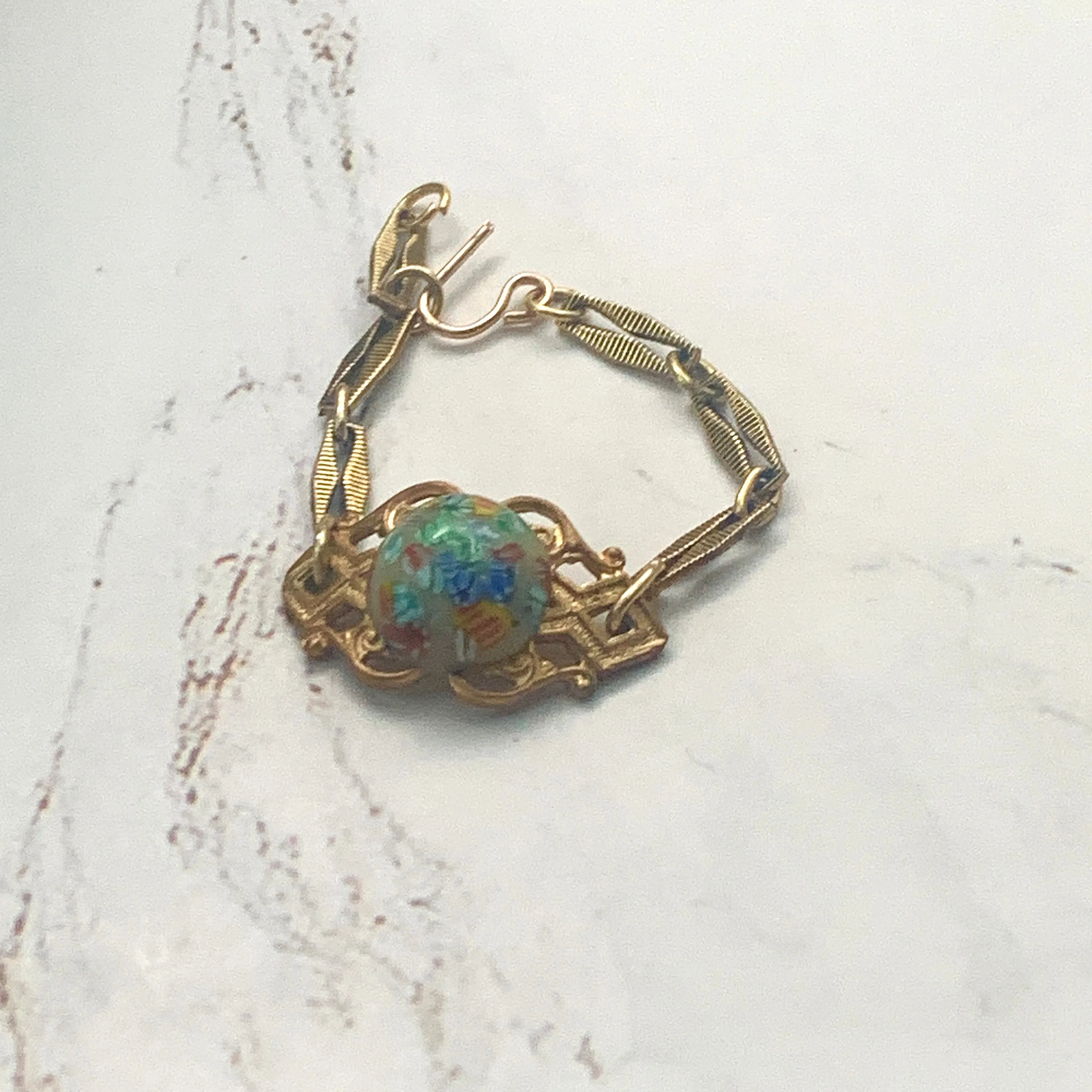 Multi Color Flower Design Gold Filigree Doll Bracelet •18” Fashion Doll Jewelry