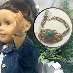 Multi Color Flower Design Gold Filigree Doll Bracelet •18” Fashion Doll Jewelry