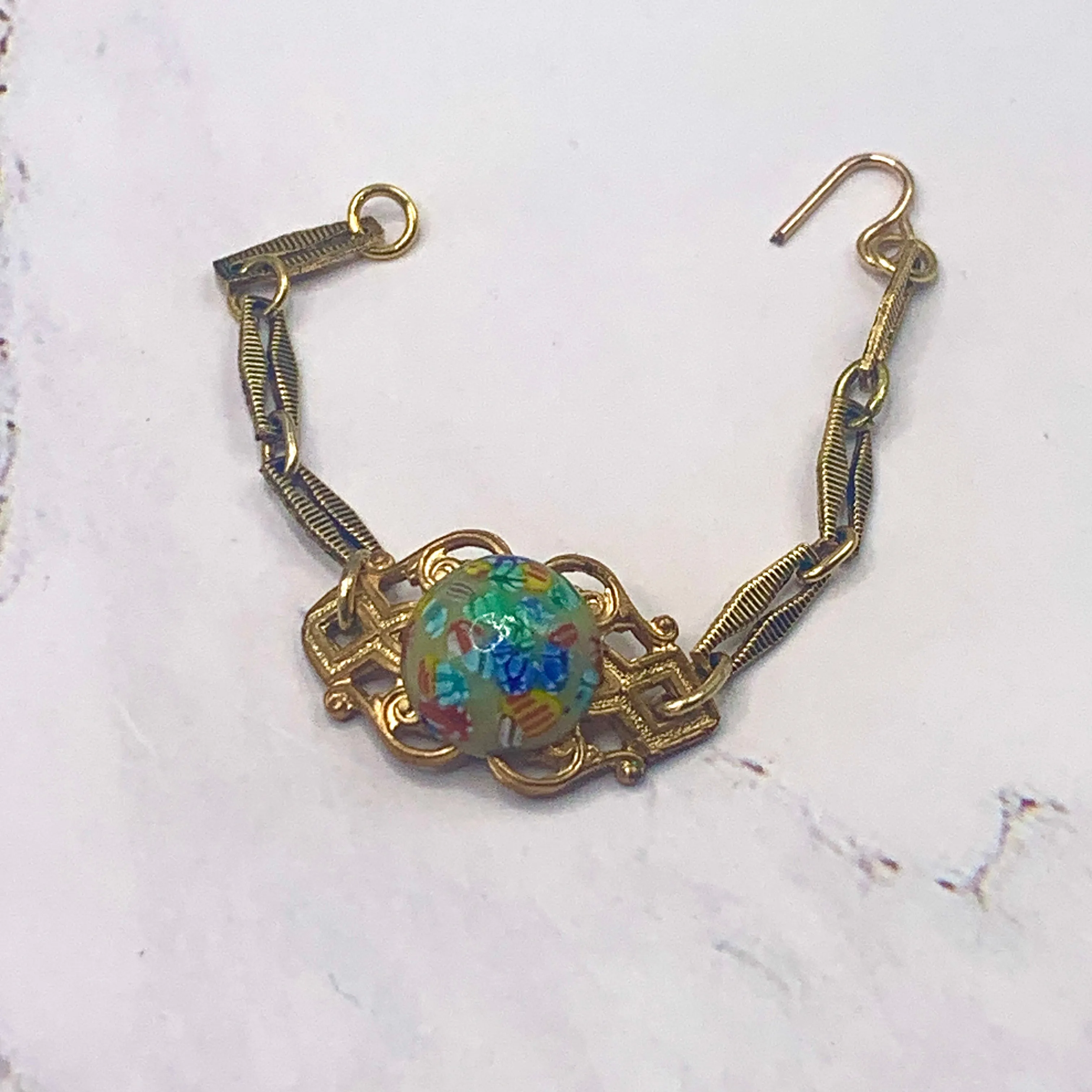 Multi Color Flower Design Gold Filigree Doll Bracelet •18” Fashion Doll Jewelry