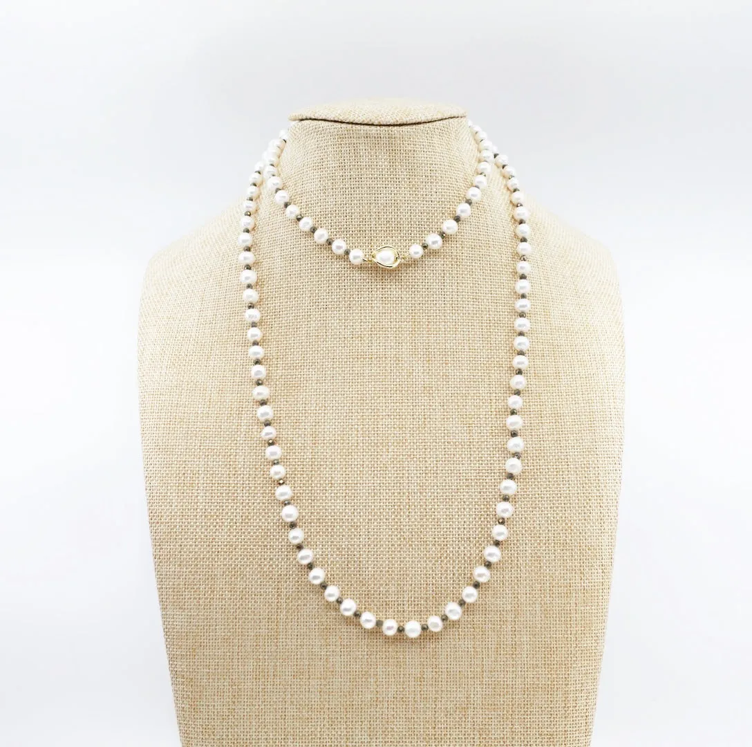 Multi-style 6-8mm Pearl Opera Necklace (Terahertz Stone)