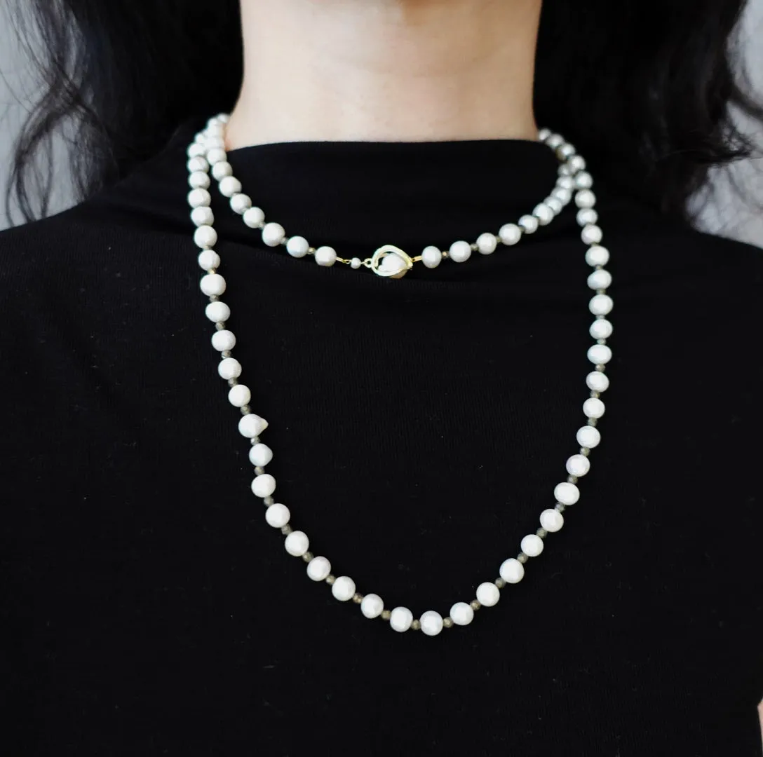 Multi-style 6-8mm Pearl Opera Necklace (Terahertz Stone)