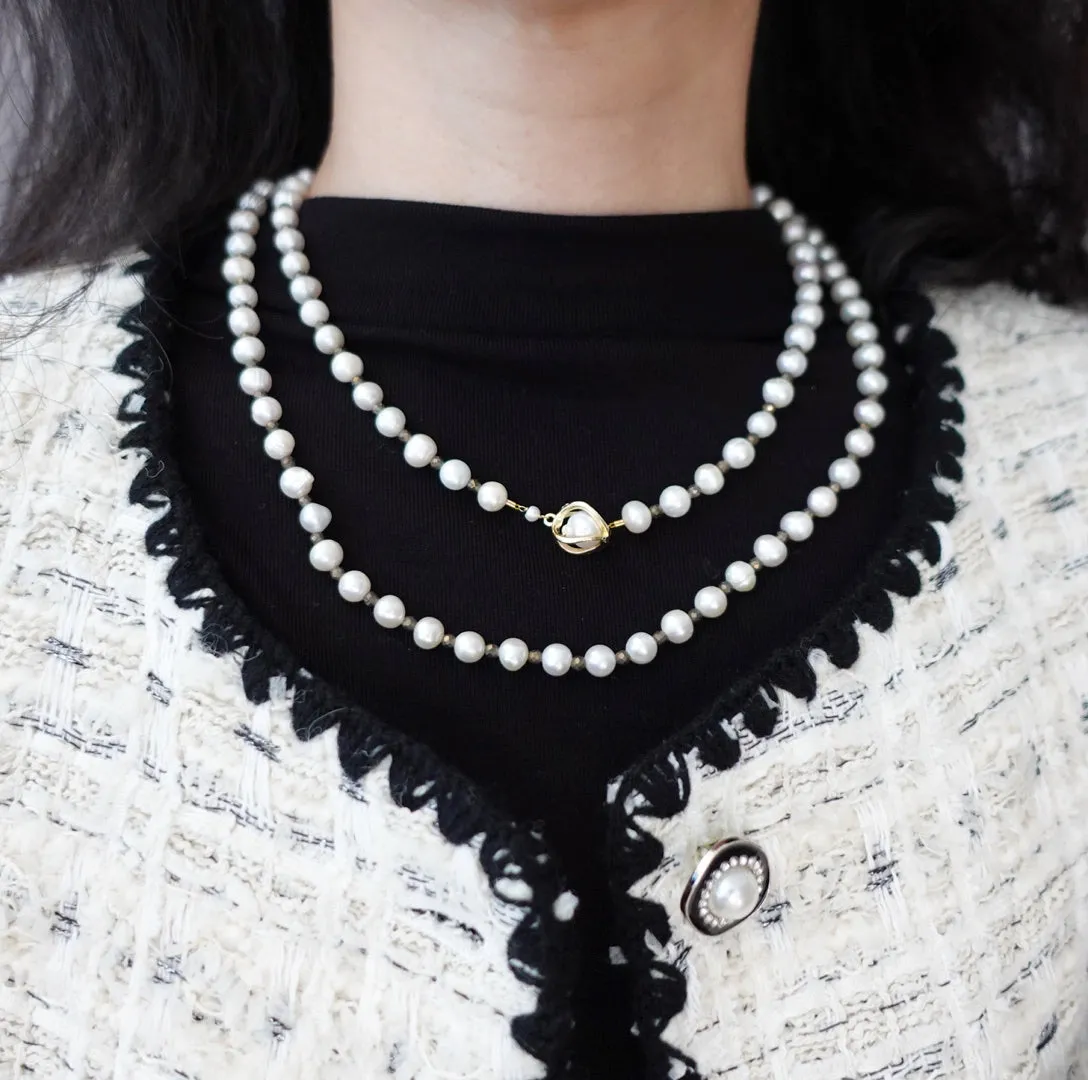 Multi-style 6-8mm Pearl Opera Necklace (Terahertz Stone)