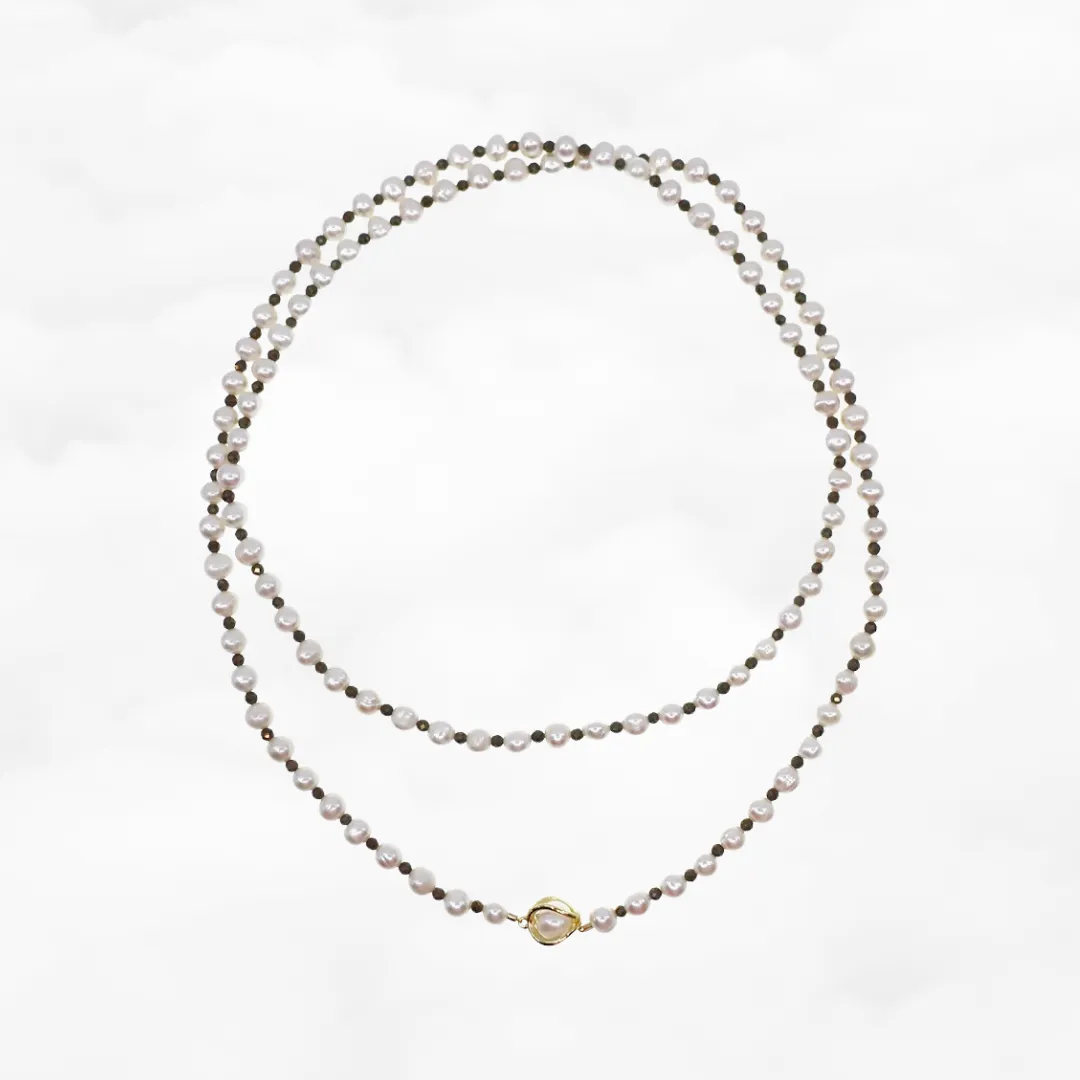 Multi-style 6-8mm Pearl Opera Necklace (Terahertz Stone)