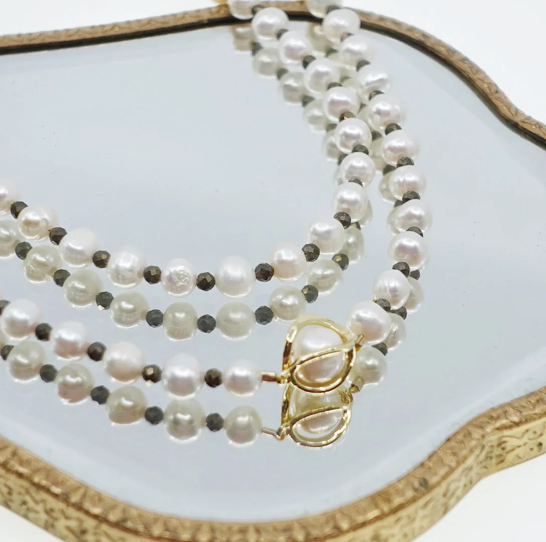 Multi-style 6-8mm Pearl Opera Necklace (Terahertz Stone)