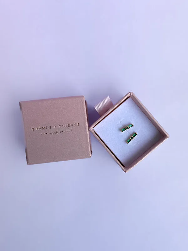 Pes Stud Earrings: Emerald