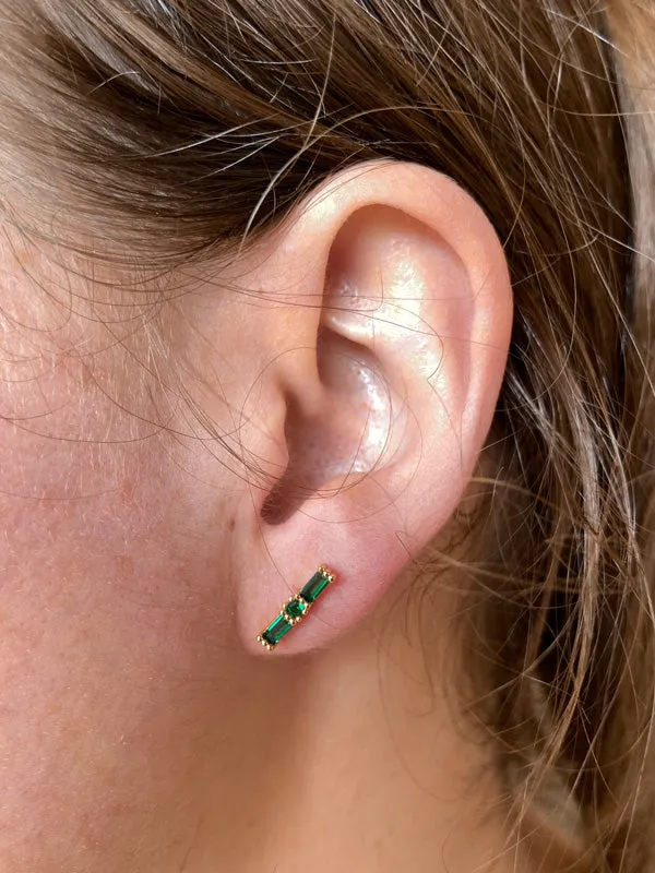 Pes Stud Earrings: Emerald