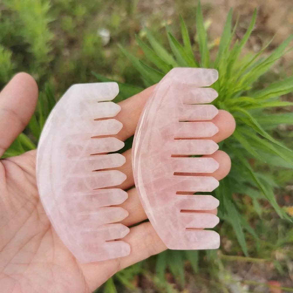 Rose Quartz Crystal Comb, Bridal Comb, Quartz Hair, Wedding Hair Comb, Crystal Magic, Healing Crystals, Chakra, Reiki Spiritual Gift