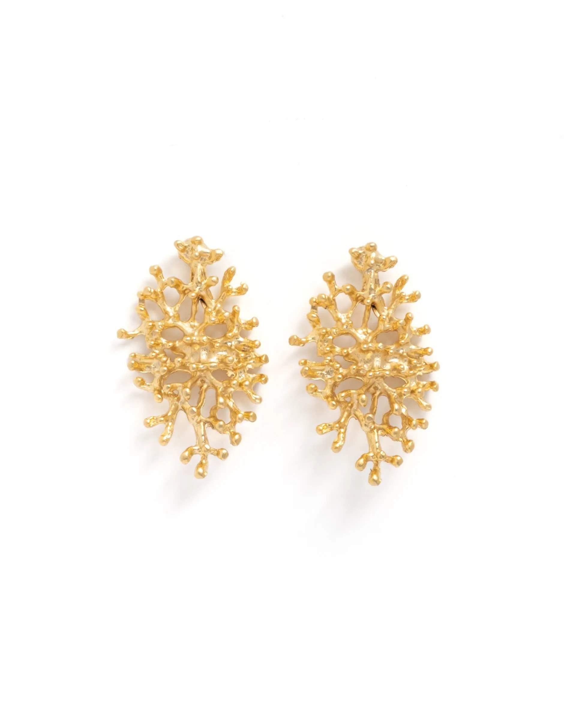 Sarka   Cleo Brushed Gold Coral Statement Earrings