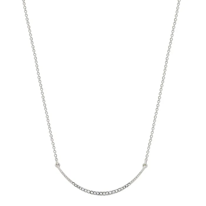 Silver Pave Rhinestone Bar Necklace