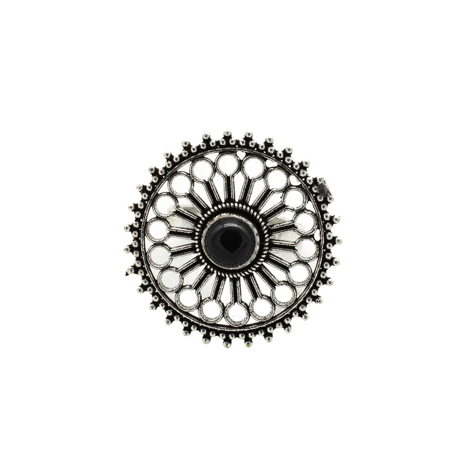 Teejh Zehar Black Metallic Silver Oxidized Jewelry Gift Set