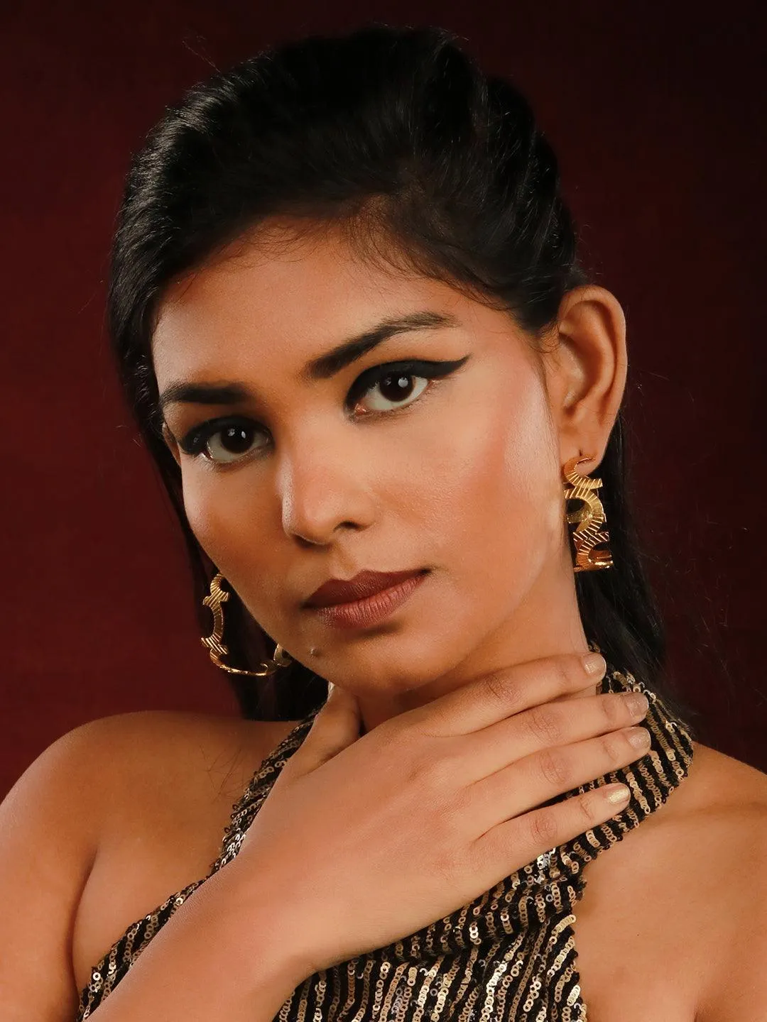 Textured C Hoop Huggie Earring