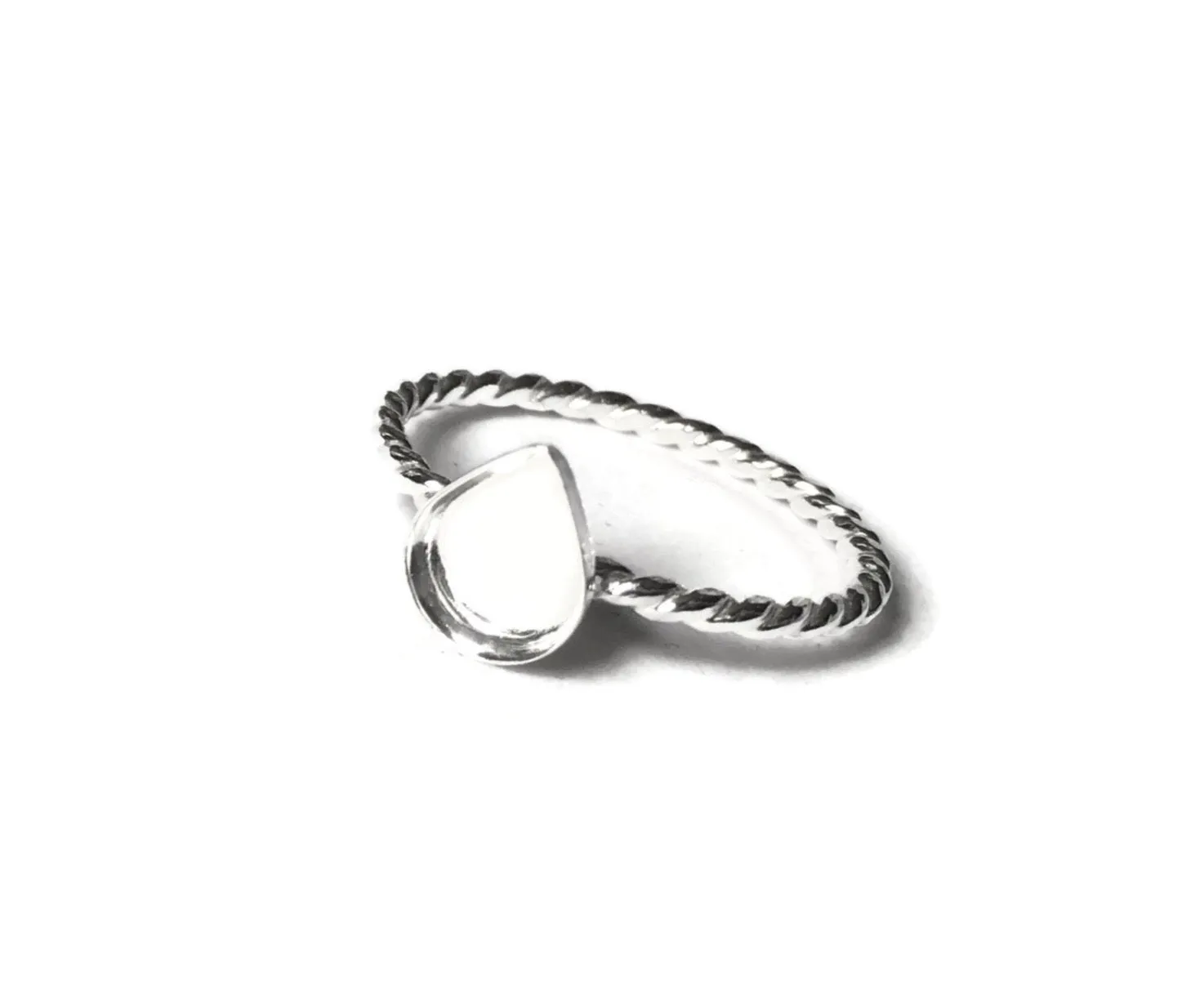 Twist Band Teardrop or Pear Blank Ring Setting 6x8, 9x13, 10x15, 12x16, 13x18