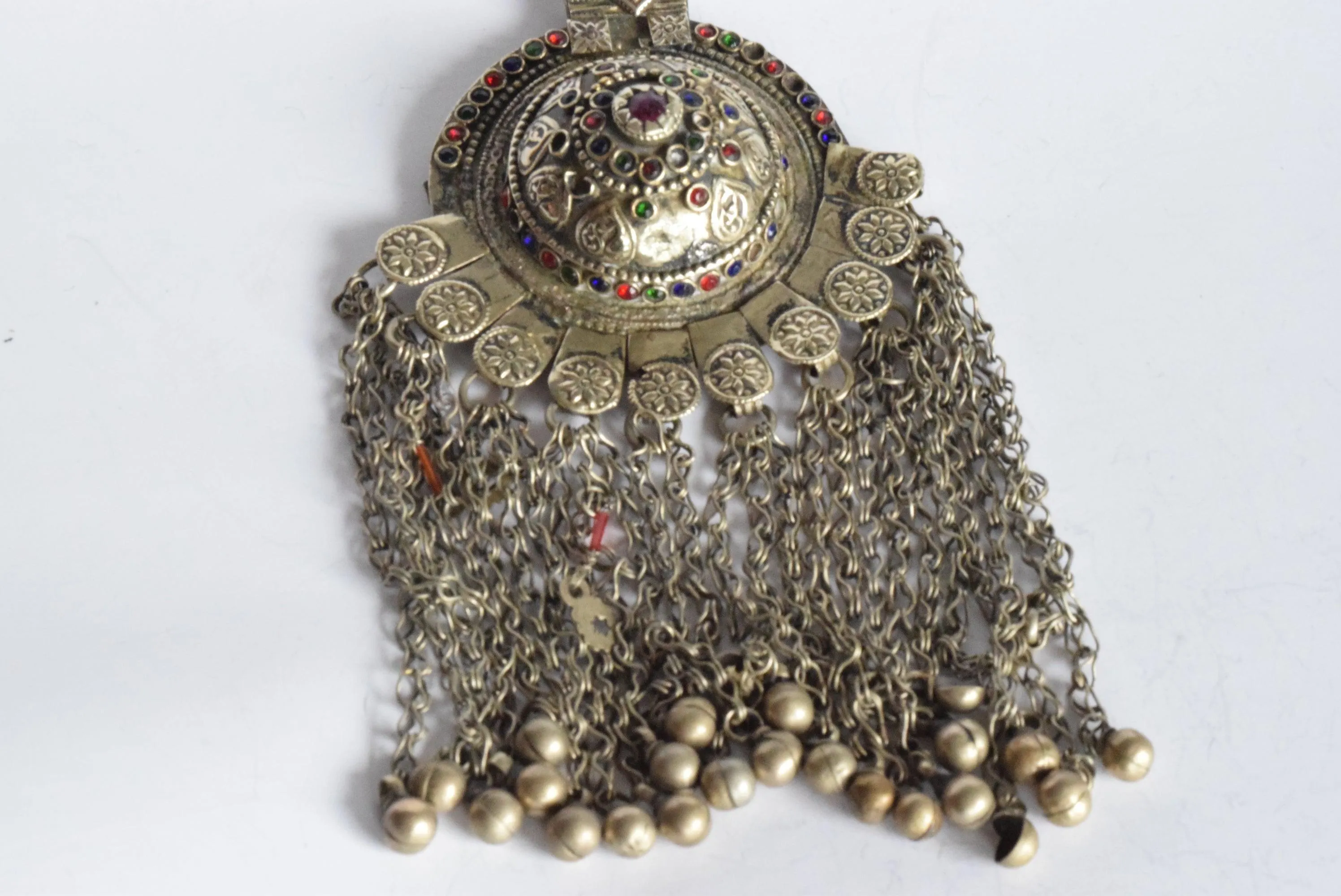 Vintage Kuchi Pendant With Colorful Glass Beads