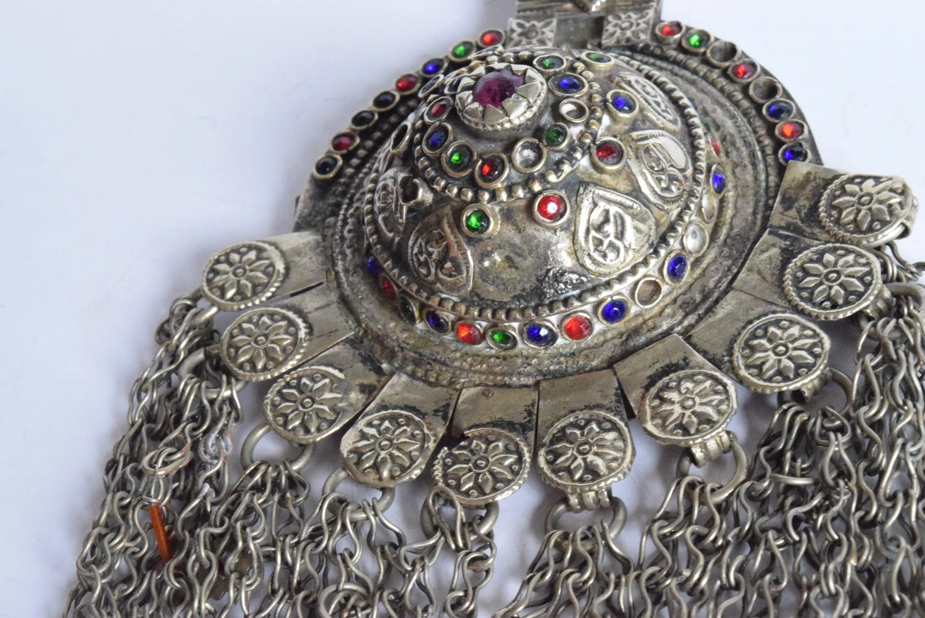 Vintage Kuchi Pendant With Colorful Glass Beads