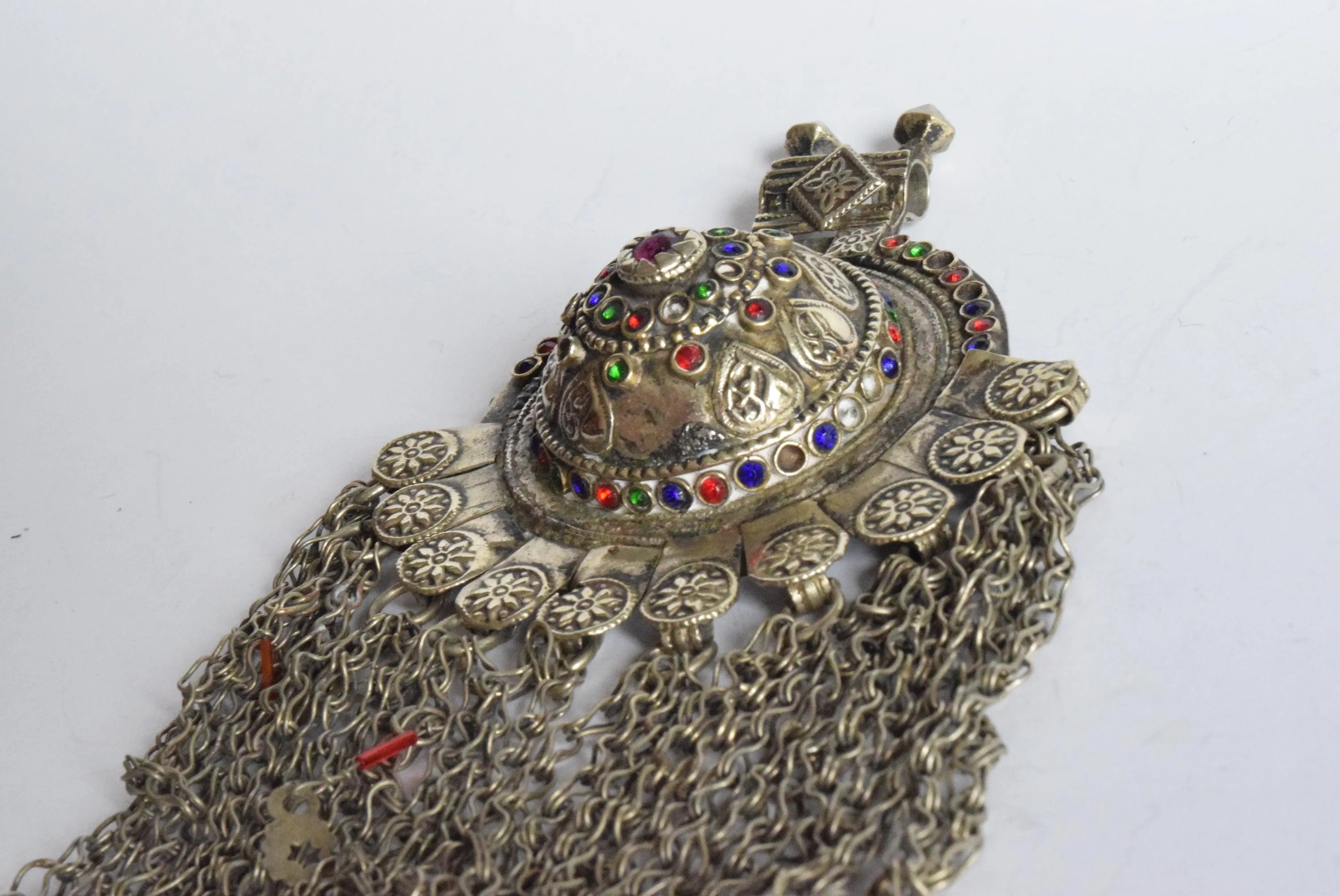 Vintage Kuchi Pendant With Colorful Glass Beads