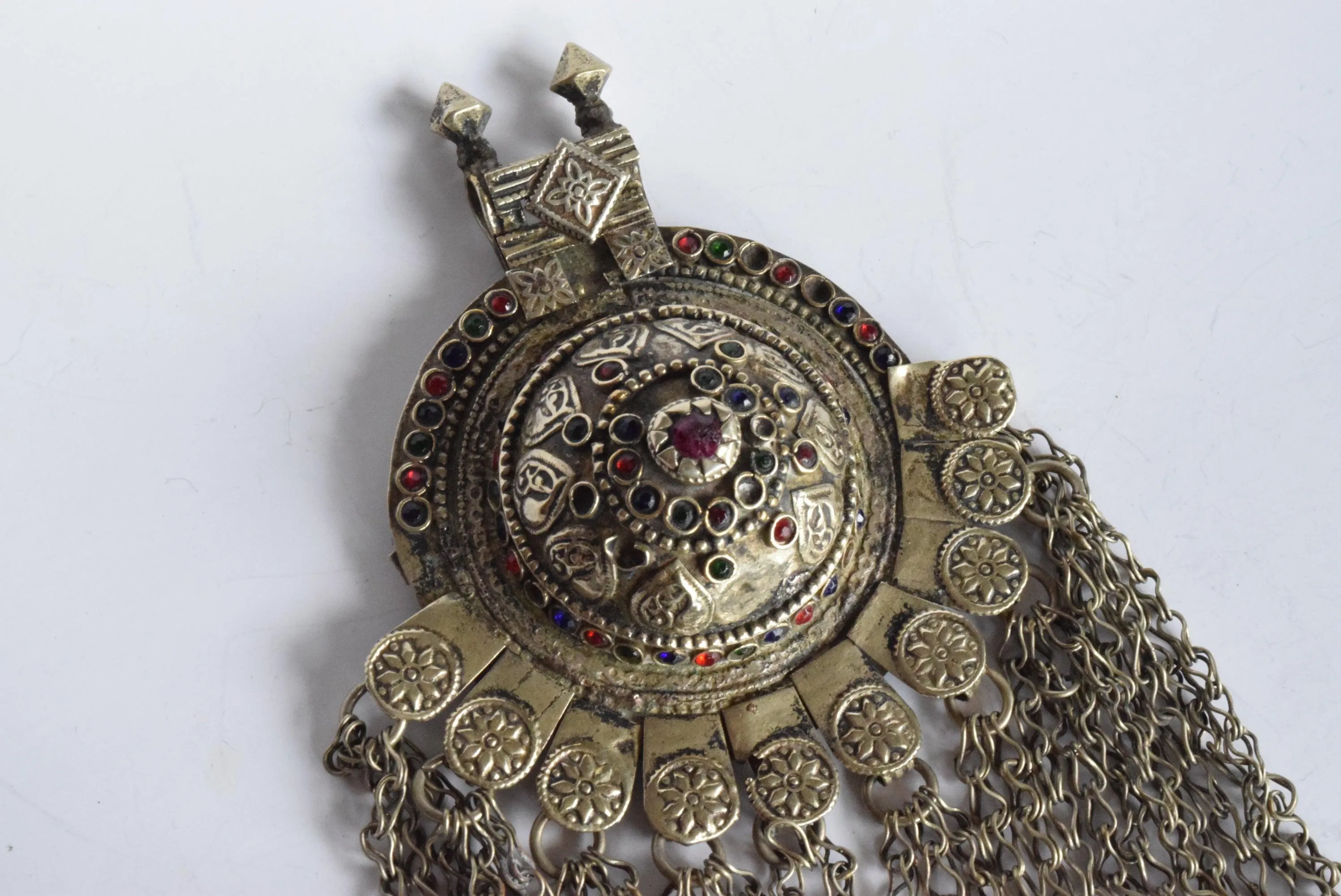 Vintage Kuchi Pendant With Colorful Glass Beads